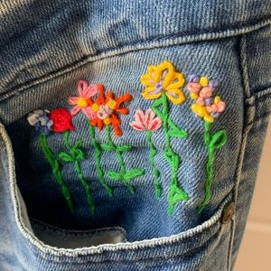 Noisy may patchwork jeans - hand embroidered! (Size 26)